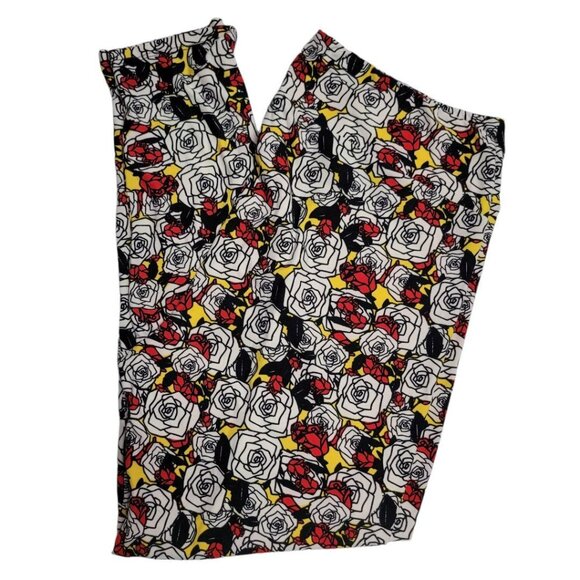 Lularoe Disney TC2 Leggings Soft Colorful Roses Comfortable Womens Plus Tall Cur - Picture 1 of 5